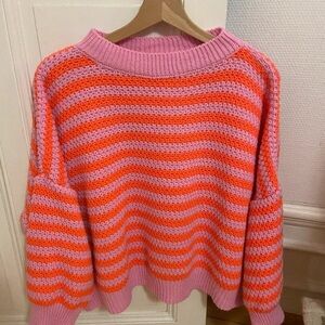 Vibrant Striped Sweater in Pink and Orange
